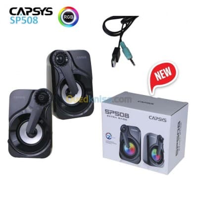 Haut Parleur Baffle CAPSYS SP508 AUX Jack 3.5mm USB pour PC LAPTOP Smartphone