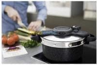 Cocotte Seb 5L 2-en-1 dou Ultra Resist Effet Pierre + livre 100 recettes — vignette 3