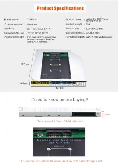 CADDY SSD M.2 mSATA