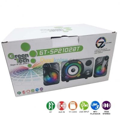 Haut Parleur Baffle sans-fil Bluetooth Green Tech GT-SP2102BT AUX 3.5mm USB Micro SD