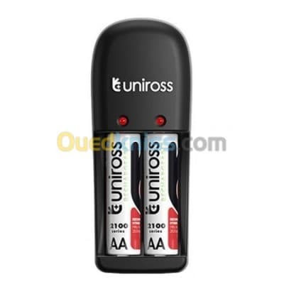 Chargeur de pile UNIROSS Mini X2 AA / AAA + 2 Piles AA Rechargables 2100mAh UCW008