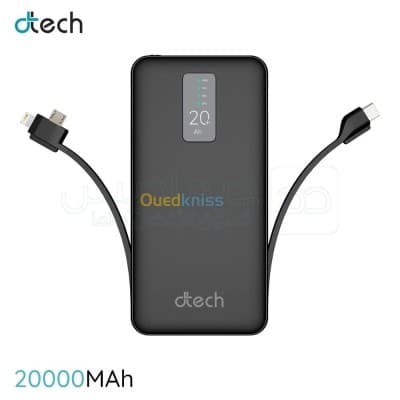 POWER BANK D-TECH DP20H 20000MAH USB/USB TYPE C / LIGHTINING