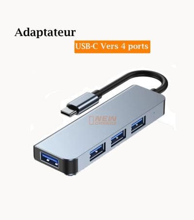 Adaptateur USB-C Vers 4 ports USB3.0 4EN1Pro Techr