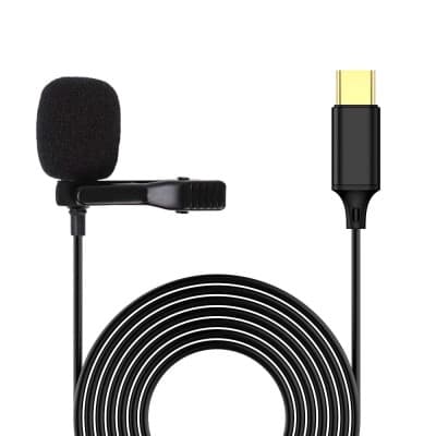 Microphone Cravate chemise Levalier enregistrement Micro audio filaire USB type-c 1.5m UN-203