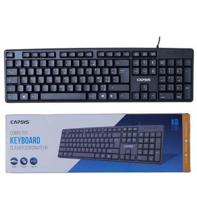 CAPSYS KB236 Clavier filaire USB AZERTY FR AR pour PC & Mac