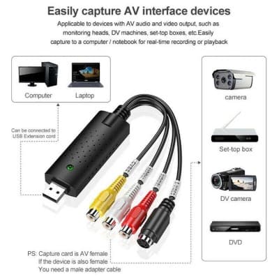 Adaptateur convertisseur USB 2.0 Pro Easycap pour vidéo TV DVD VHS PC, caméra de vidéosurveillance