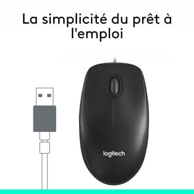 Logitech Mouse M100 (Noir) - Souris filaire - ambidextre - capteur optique 1000 dpi - 3 boutons