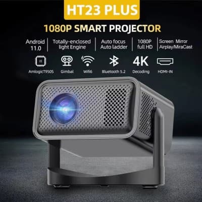 Mini Datashow Projecteur HT23 4K 650 ANSI Android 11 WiFi 6 Bleutooth Data Show Autofocus ضمان 06 أشهر