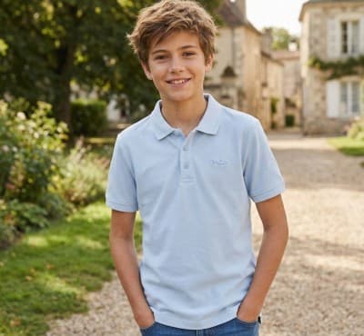 Vertbaudet Polo Manches Courtes Garçon, Broderie Poitrine, Bleu, Produit Original