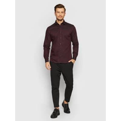 C And A Chemise Homme Manches longues - Slim Fit - Violet