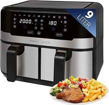 Profi Cook,Double Friteuse à Air Chaud avec Ecran Tactile