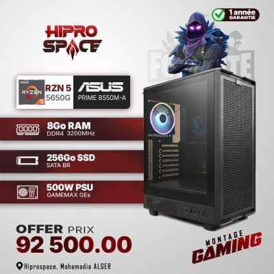 Unite Gamer AMD RYZEN 5 5650G /CM ASUS B550M-A /DDR4 8G 3200Mhz/SSD 256GB /PSU 500W/CASE NOX APEX FLOW black plus 4Pcs Fan RGB