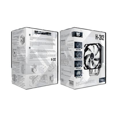 NOX HUMMER H-312 - REFROIDISSEUR CPU 120MM - INTEL & AMD - H-FAN PWM - SILENCIEUX - BLACK & WHITE