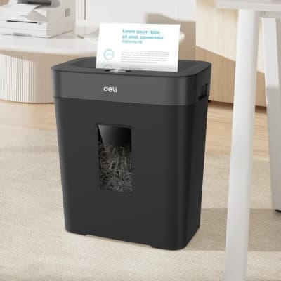 DESTRUCTEUR DOCUMENTS DELI ET023 - 15 LITRES - COUPE CROISÉE - MANUEL & AUTO - 8 SHEETS - BLACK