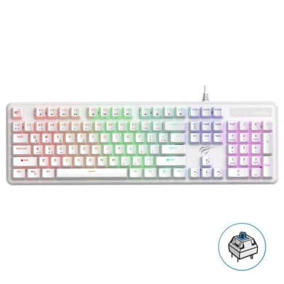 HAVIT KB870L WHITE - CLAVIER MÉCANIQUE GAMING - RGB BACKLIT - SWITCHES MÉCANIQUES - ANTI-GHOSTING - COMPACT - WHITE