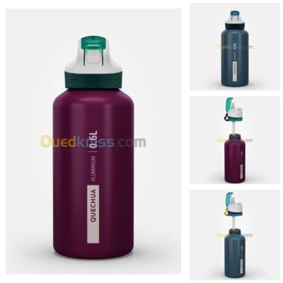 Gourde Decathlon enfant en alu 0,6L avec bouchon instantané et pipette pour la randonnée