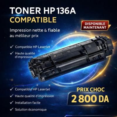 TONER COMPATIBLE C-136A (W1360A) AVEC PUCE