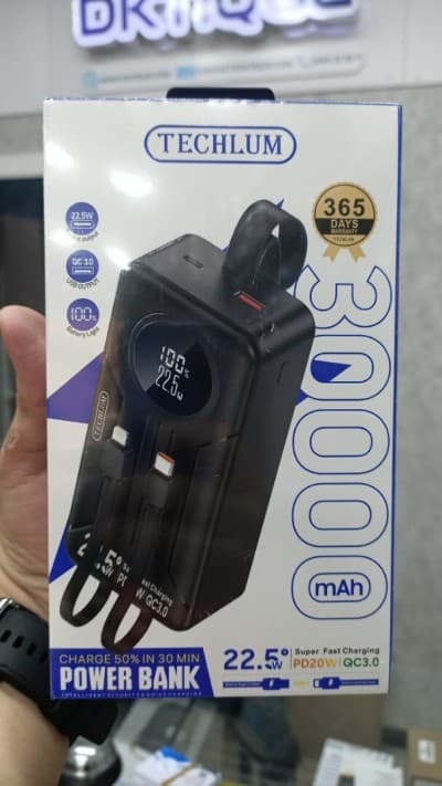 Power Bank Techlum TE MP01 30000 mAh 22 5W Batterie Externe Grande Capacité Mobile