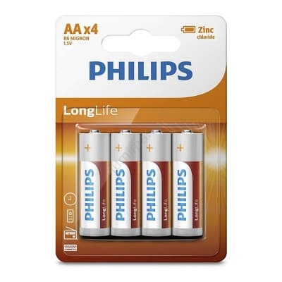 PILE 4 AAA/AA PHILIPS ZINC CHLORIDE 1.5V