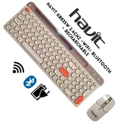 Clavier souris sans fil Havit KB835WB 2 4 ghz rechargeable usb combo