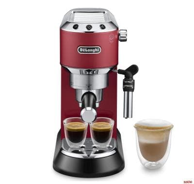 Machine à Café De'Longhi Dedica Style à Pompe en Acier Inoxydable Cappuccino, 1,3L, Rouge EC685.R