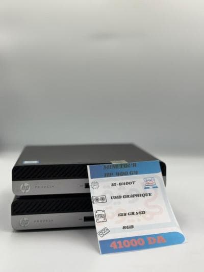 MINI TOUR DESKTOP HP 400 G5 I5-8400T/8G/128SSD /AVEC CHARGEUR ORIGINAL