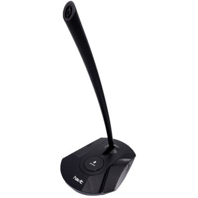 Microphone de bureau filaire H208D doté d'une connectique Jack 3,5mm et d'un bouton de mise en sourdine (Mute) intégré.