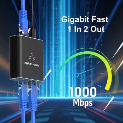 Splitter Ethernet 2Port, RJ45 1000Mbps, Gigabit 1 à 2 LAN pour Ordinateur, Hub, Routeur, Télévision