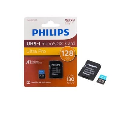 CARTE MEMOIRE PHILIPS MICRO SD 128GO UHS-I 130MB/s