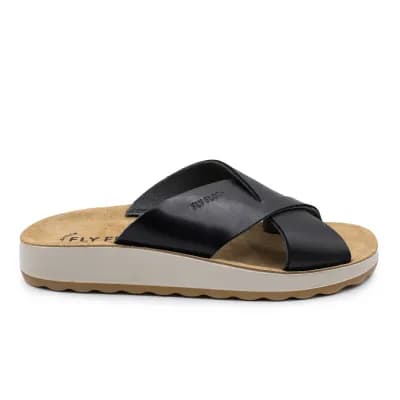 Fly Flot - Leather Woman Slipper Black