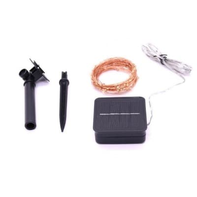 Guirlande lumineuse à LED en Couleur 10m en Fil de Cuivre Solaire 100LED Lampe de Décoration de Jardin Lumière