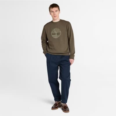 Timberland KENNEBEC RIVER Tree Logo Crew Neck Sweatshirt LEAF GREEN
