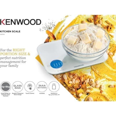 Balance De Cuisine Digitale 8kg En Verre Trempé Avec Fonction Tare Kenwood WEP50.000