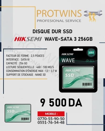 HIKSEMI WAVE NVME SATA III 3.0 256GB - DISQUE DUR SSD POUR LAPTOP & PC FIX