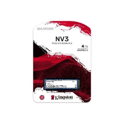 KINGSTON NV3 PCIE 4.0 NVME SSD M.2 - 4TB - PCIE 4.0 - GEN 4 - JUSQU'À 6000MB/S - PC & LAPTOP -BLACK