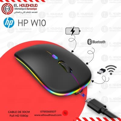 Souris HP Slim RGB W10 Sans Fil Rechargeable double connexion Bluetooth + Wireless 2.4G