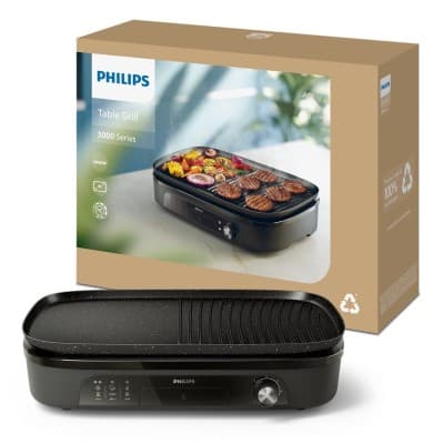 Grill de table Philips serie 3000 HD6210/90- 2400W-plaque 2en1-surface 1250cm2- (de90 a 210 degre)