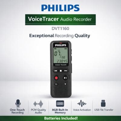 PHILIPS VoiceTracer Audio Recorder DVT1160 | Enregistreur vocal PHILIPS VoiceTracer DVT1160