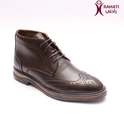 Chaussure Orthopédique de Confort Demi-Boots Richelieu pour Homme, en cuir Marron Nègre "HDTHER25"
