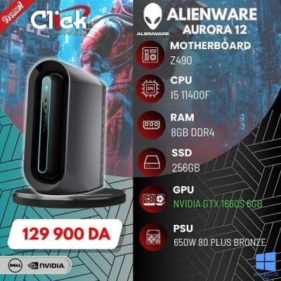 ALIENWARE AURORA 12 Z490 I5 11400F / SSD 256GO / 08 DDR4 / NVIDIA GTX 1660S 06GB WIN 10 PRO