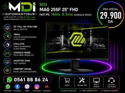 ECRAN MSI MAG 255F 25" FHD FAST IPS 180Hz 1Ms (CONSOL MODE)