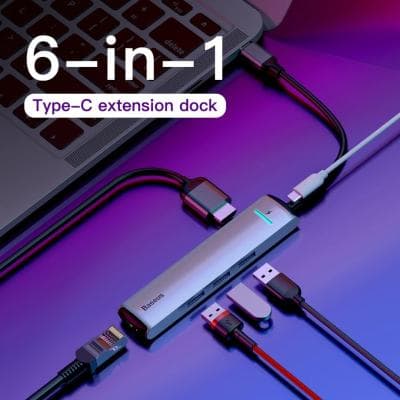 BASEUS CAHUB-J0G TYPE C HUB 6 IN 1