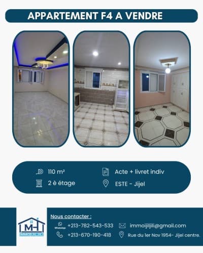 Vente Appartement F4 Jijel Jijel