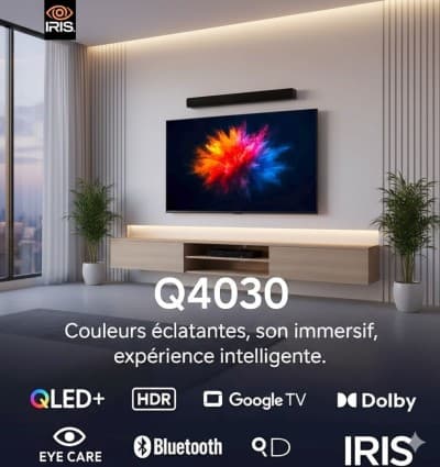 IRIS 43" QLED+ GOOGLE TV Q4030 ANDROID 14 SMART FHD 43 POUCES