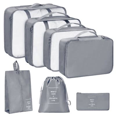 Sacs de Rangement de valise 7 pièces en Polyester - noir- blue-rose -vert-GRIS-BIEGE
