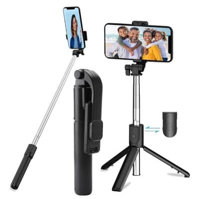 Perche à selfie avec trépied Bluetooth avec Télécommande pour téléphone Portable rotatif à 360 G7 1m