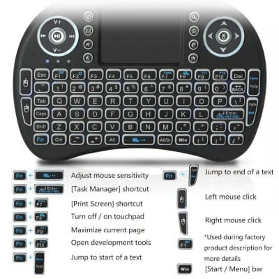 Mini Clavier Sans Fil 2.4 ghz rétro-éclairé Led Smart Tv Android Box Laptop Batterie rechargeable