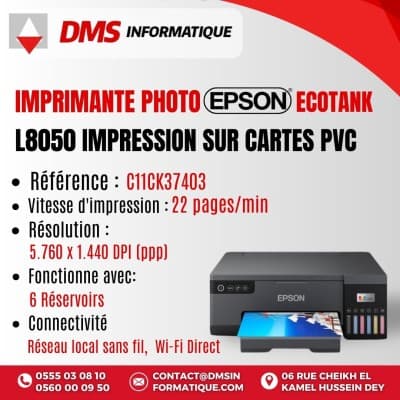 Imprimante Photo Epson EcoTank L8050 Impression sur cartes PVC