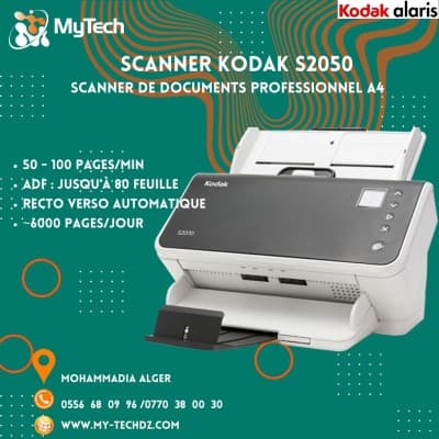SCANNER KODAK A4 S2050 Scanner de Production, à défilement, Processeur embarqué Cortex A15 1,5 GHz. Chargeur 80p, 50ppm / 100 ipm USB 3.2 /Ecran LCD, Rectro-Verso