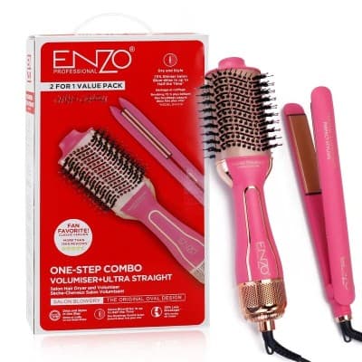 ENZO Pack 2en1 brosse et lisseur Volumateur One step combo REVLON DESIGN